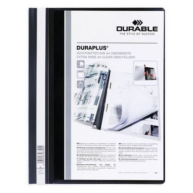 25 Durable Präsentationshefter Duraplus schwarz DIN A4 überbreit