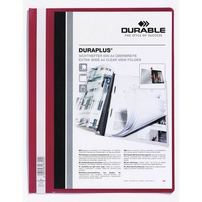 25 Durable Präsentationshefter Duraplus rot DIN A4 überbreit