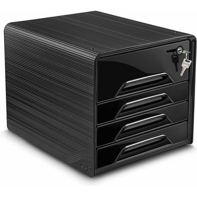 cep Schubladenbox Smoove Secure schwarz DIN A4 mit 4 Schubladen