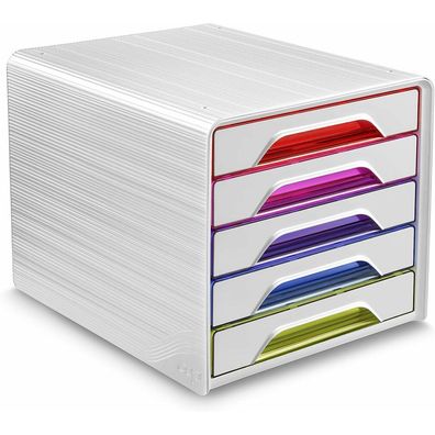 cep Schubladenbox Smoove weiß/bunt-transparent DIN A4 mit 5 Schubladen