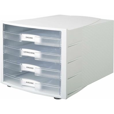 HAN Schubladenbox Impuls transparent DIN C4 mit 4 Schubladen