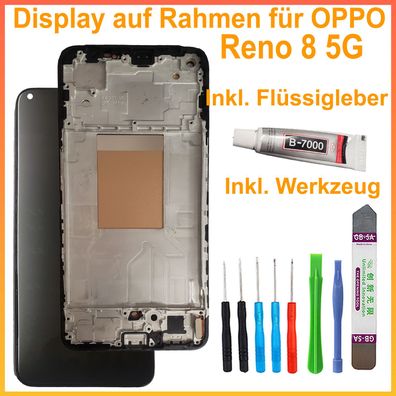 Display für Oppo Reno 8 5G CPH2359 Bildschirm Schwarz LCD + TOUCH + RAHMEN + TOOL