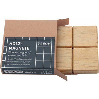 4 SIGEL Magnete braun 3,3 x 3,3 x 0,9 cm
