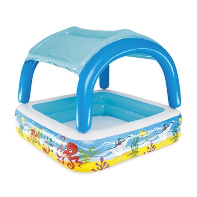 Bestway Aufblasbarer Kinderpool Abnehmbares Dach 140x140x114 cm + 2 Jahre Gart