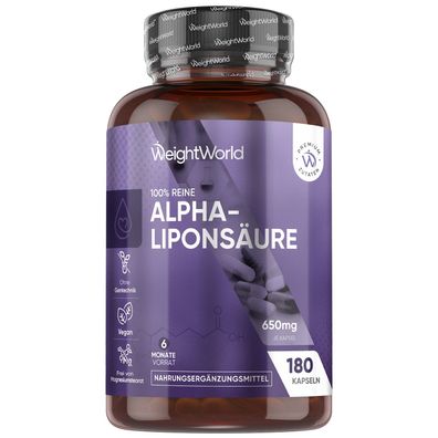 WeightWorld Alpha Liponsäure Kapseln - 180 kapsel - 6+ Monate Vorrat