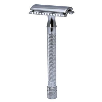 De Razor Straight Comb, Long Handle, Bright Chrome / Stainless Steel