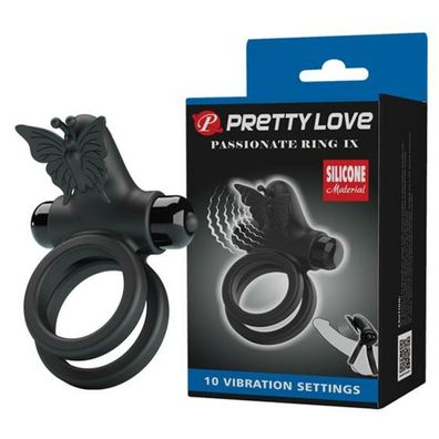 PRETTY LOVE - DOUBLE RING Vibrator WITH BLACK Stimulator