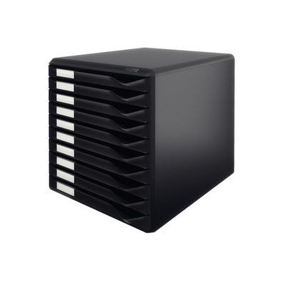 LEITZ Schubladenbox Formular-Set schwarz 5294-00-95, DIN A4 mit 10 Schubladen