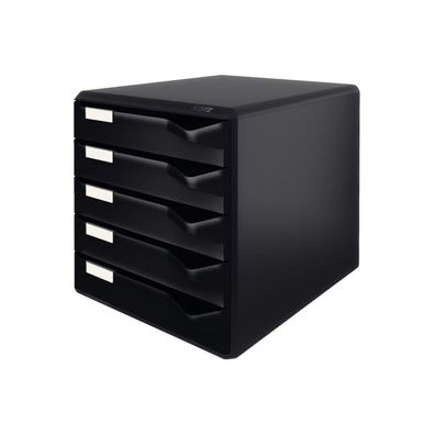 LEITZ Schubladenbox Post-Set schwarz 5293-00-95, DIN A4 mit 5 Schubladen