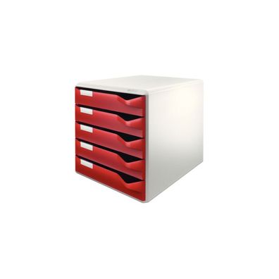 LEITZ Schubladenbox Post-Set bordeaux 5280-00-28, DIN A4 mit 5 Schubladen