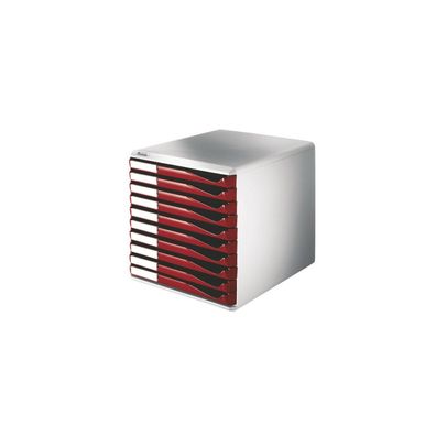 LEITZ Schubladenbox Formular-Set bordeaux 5281-00-28, DIN A4 mit 10 Schubladen
