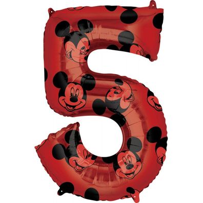Amscan Disney Mickey Red Folienballon Nummer 5, 66 cm