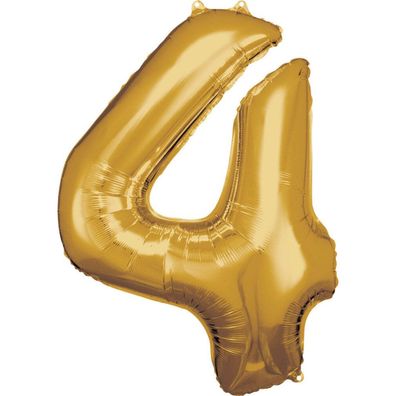 Nummer Gold, Riesen Zahl 4 Folienballon, 86 * 66 cm