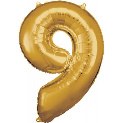 Nummer Gold, Riesen Folienballon Nummer 9, 83 * 58 cm