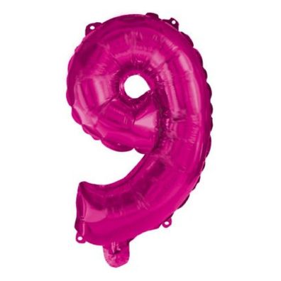 Nummer Hot Pink Nummer 9 Folienballon 95 cm