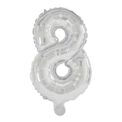 Nummer Riesen Zahl 8 Silber Folienballon 85 cm