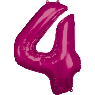 Nummer Rosa Riesen-Nummer 4 Folienballon, 88 * 66 cm