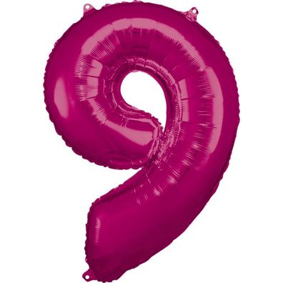 Nummer Pink Riesen-Zahl Folienballon 9, 86 * 63 cm