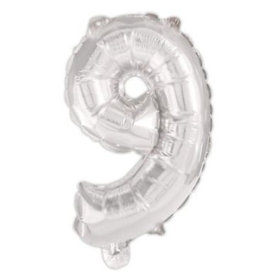 Nummer Silber, Silber Nummer 9 Folienballon 95 cm