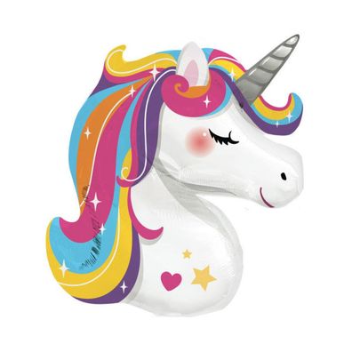 Amscan Shape Folienballon "Bright Rainbow Unicorn" | 70x78 cm