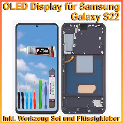 Display für Samsung Galaxy S22 SM-S901 LCD OLED Bildschirm Auf Rahmen + Werkzeug