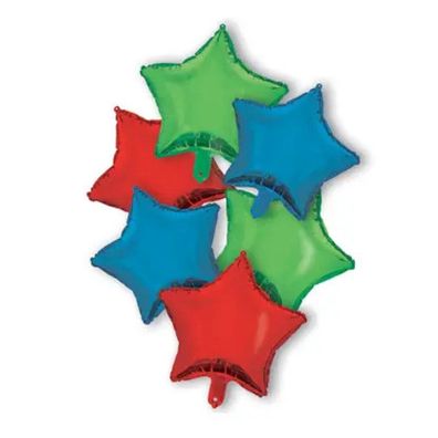 Farbe Red Blue Green Star Sternfolie Ballon 6er-Set 46 cm