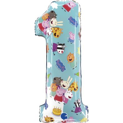 Grabo Folienballon Nummer 1, Peppa Pig, 66 cm Grabo