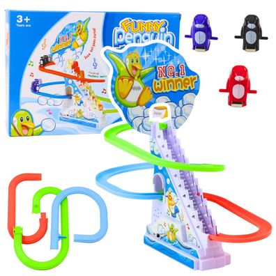 Leantoys Lustige Pinguin Rennen Racer Eis Rutsche Track Kinder Spielzeug Licht Sounds