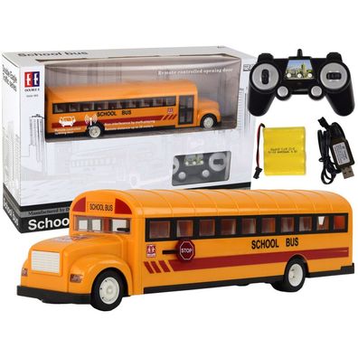 Lean Toys Gelber ferngesteuerter Schulbus mit zu öffnenden Türen