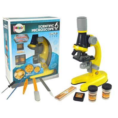 Leantoys Mikroskop für den Wissenschaftler, Lernset, Gelb, 100x, 400x, 1200x