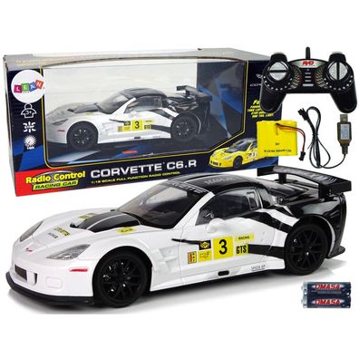 Leantoys Racing Sportwagen R/C 1:18 Corvette C6.R Weiß 2.4 G Lights