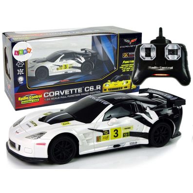 Lean Toys Auto Sportowe Wy?cigowe R/C 1:24 Corvette C6.R Bia?y 2.4 G ?wiat?a