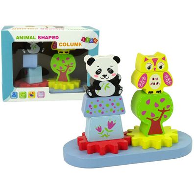 IMPORT Leantoys Holztiere Sorter Eule Panda Gezahnte Räder