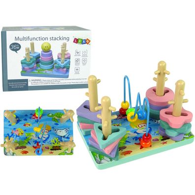 Lean Toys Holzbausteine Sortierer Meereswelt Perlen Edu (Spielzeug - Holzspielzeug)