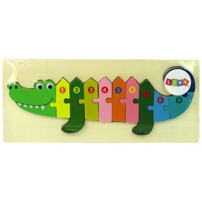 IMPORT Leantoys Holzkrokodil Puzzle Set Zahlen