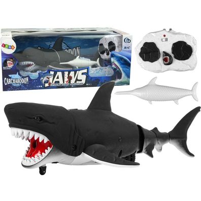 Lean Toys Infrarot-ferngesteuerter schwarzer Hai bewegt sich im Wasser