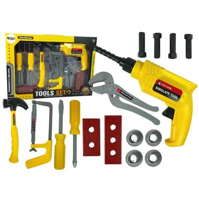Lean Toys Heimwerker-Set Bohrmaschine Hammer Schraubenzieher