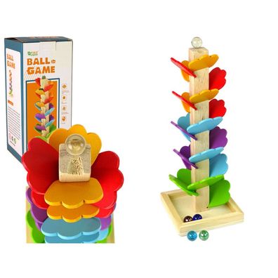 Leantoys Holzkugelbahn mit Rutsche und Blättern