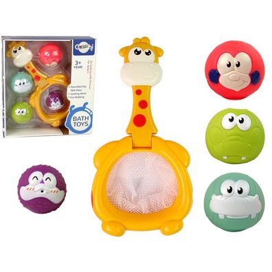 Leantoys Badespielzeug Mini-Basketball Giraffe Gummibälle