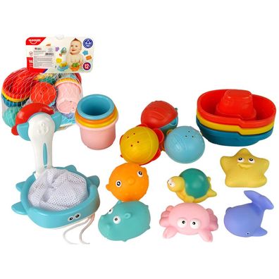 IMPORT Leantoys Badeset Meeresspielzeug Boot Pick-up 17 Stück