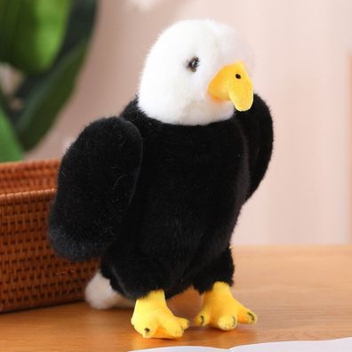 Leantoys Plüsch Adler Vogel Kuscheltier Maskottchen Schmusetier Schwarz-Weiß 25cm