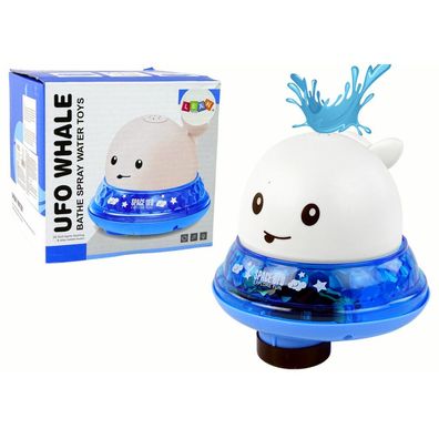 IMPORT Leantoys Wasserspeiender Wal mit Sockel Badespielzeug Weiß