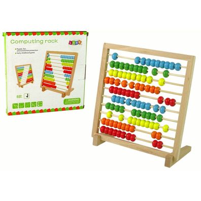 Leantoys Schulzählrahmen aus Holz mit bunten Perlen