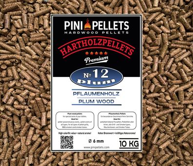 PINI Hartholzpellets Nr 12 Pflaume 10 Kg Grillpellets