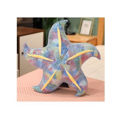 Leantoys Maskottchen Plüsch Seestern blaues Kissen 20 cm