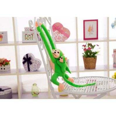 Leantoys Plüschaffe mit Baby-Maskottchen Grün 70 cm