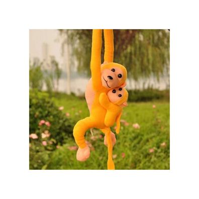 Leantoys Maskottchen Plüsch Affe mit Baby, gelb 70 cm
