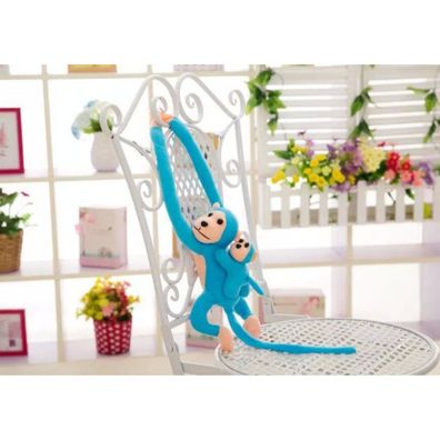 Leantoys Maskottchen Plüsch Affe mit Baby, blau 90 cm