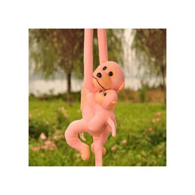 Leantoys Maskottchen Plüsch Affe mit Baby, rosa 90 cm