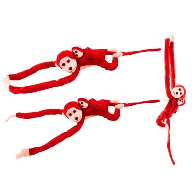 Leantoys Maskottchen Plüschaffe mit Baby, rot 90 cm